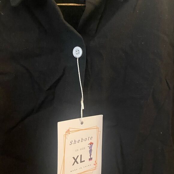 Black Button-Up Camp Skirt Women's Top sz XL - Picture 3 of 6